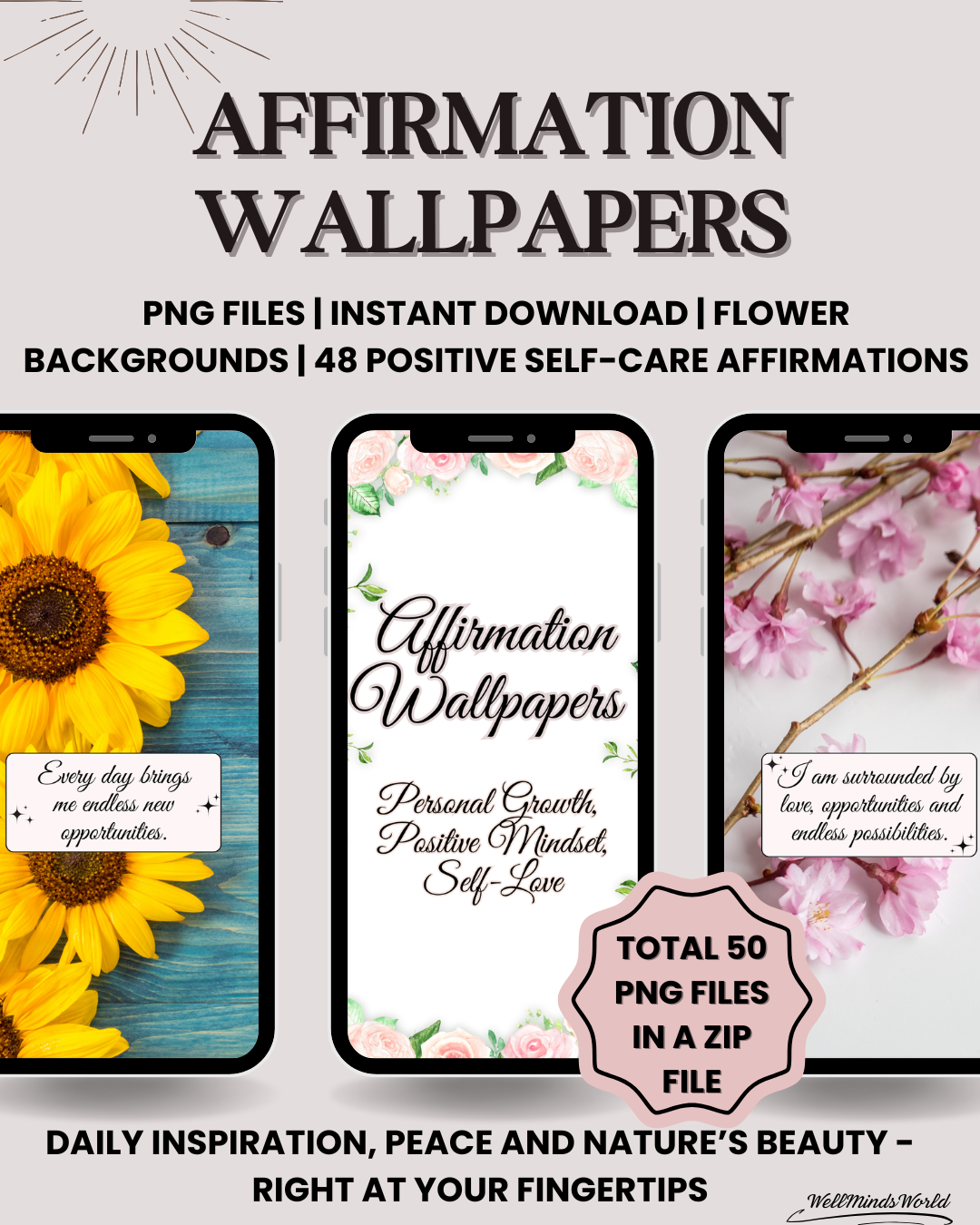 Beautiful affirmation mobile wallpaper download for boosting positivity and self-worth
