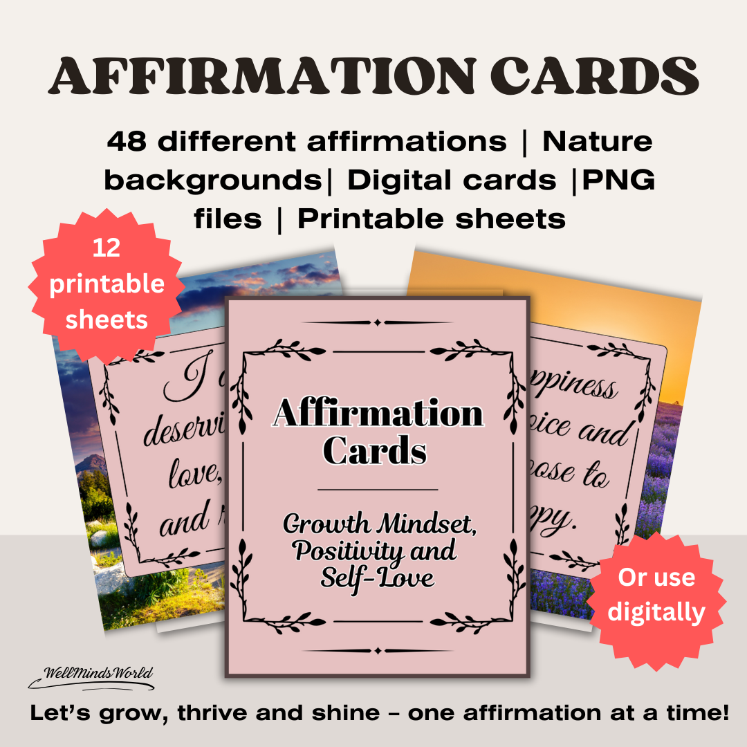 Daily affirmation cards to cultivate confidence, resilience, and mindful living habits