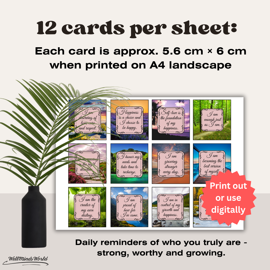 Affirmation card set with uplifting quotes for stress relief, clarity, and motivation
