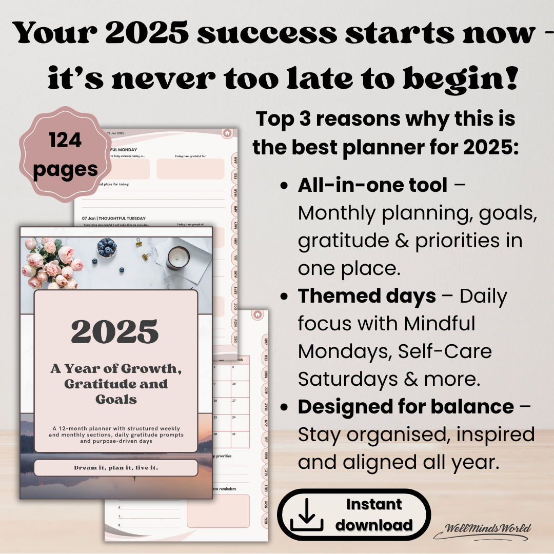 Daily productivity planner designed to combine gratitude practice with intentional planning.