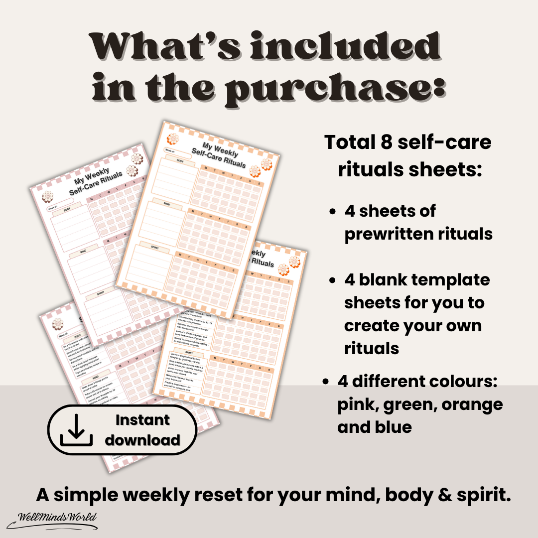 shop 2 My Weekly Self-Care Rituals - Printable and Customisable Tracking Sheets
