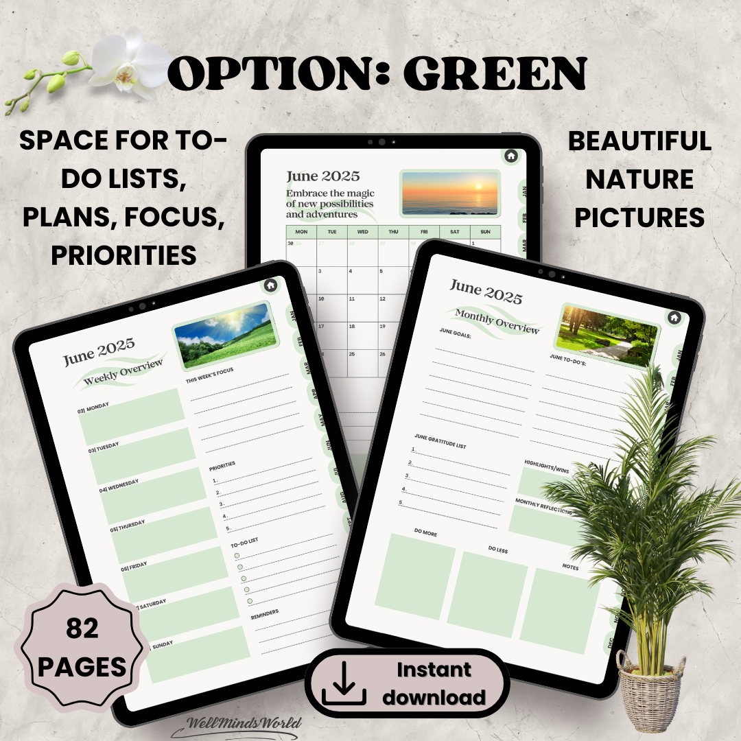 Instant download 2025 calendar planner for creating a fulfilling, focused, and productive year