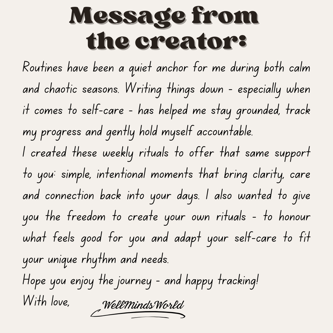 shop 5 my weekly self-care rituals digital printable tracking sheets