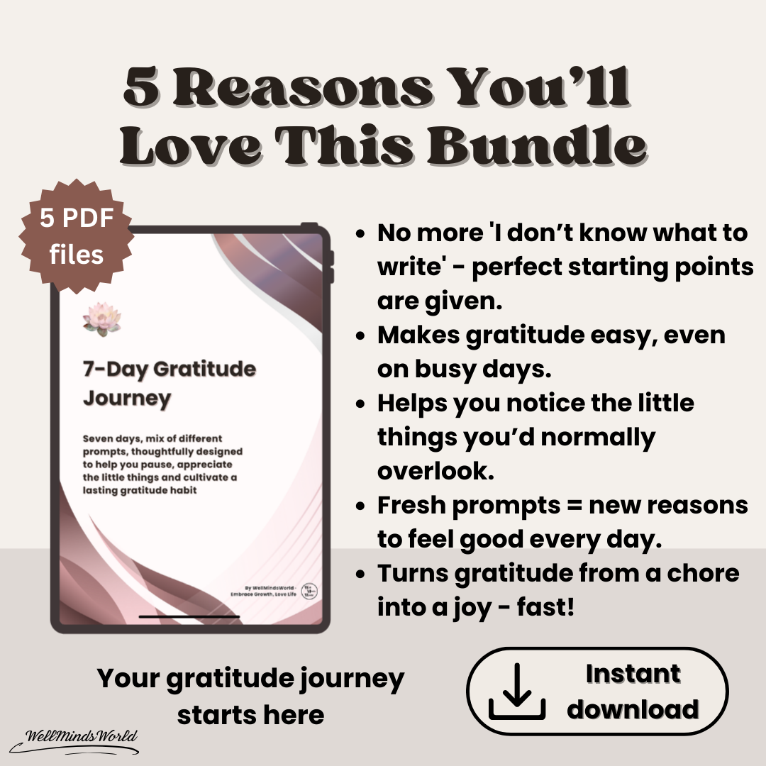 sshop 4 Guided Gratitude Bundle: Daily, Weekly & Monthly Journals + Reflection Workbook