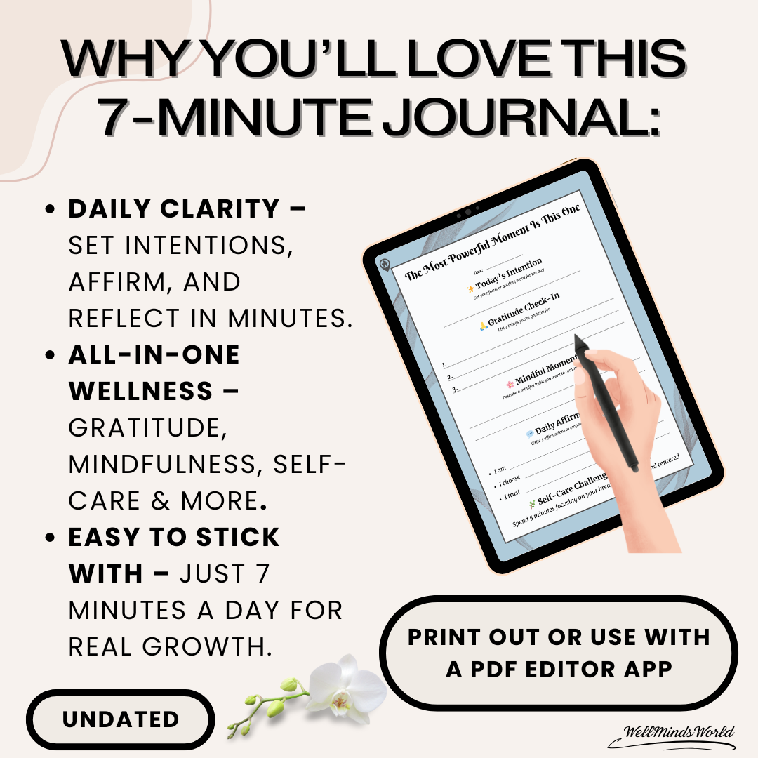Flat lay of the daily journaling pages, highlighting intention-setting and calming design.
