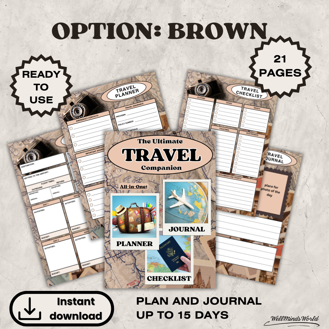 Travel journal with writing prompts and photo space – a keepsake for mindful travelers.