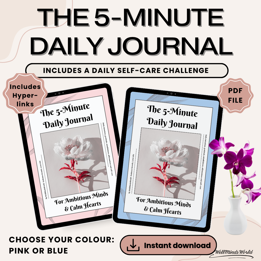 The 5-Minute Daily Journal (Pink or Blue)