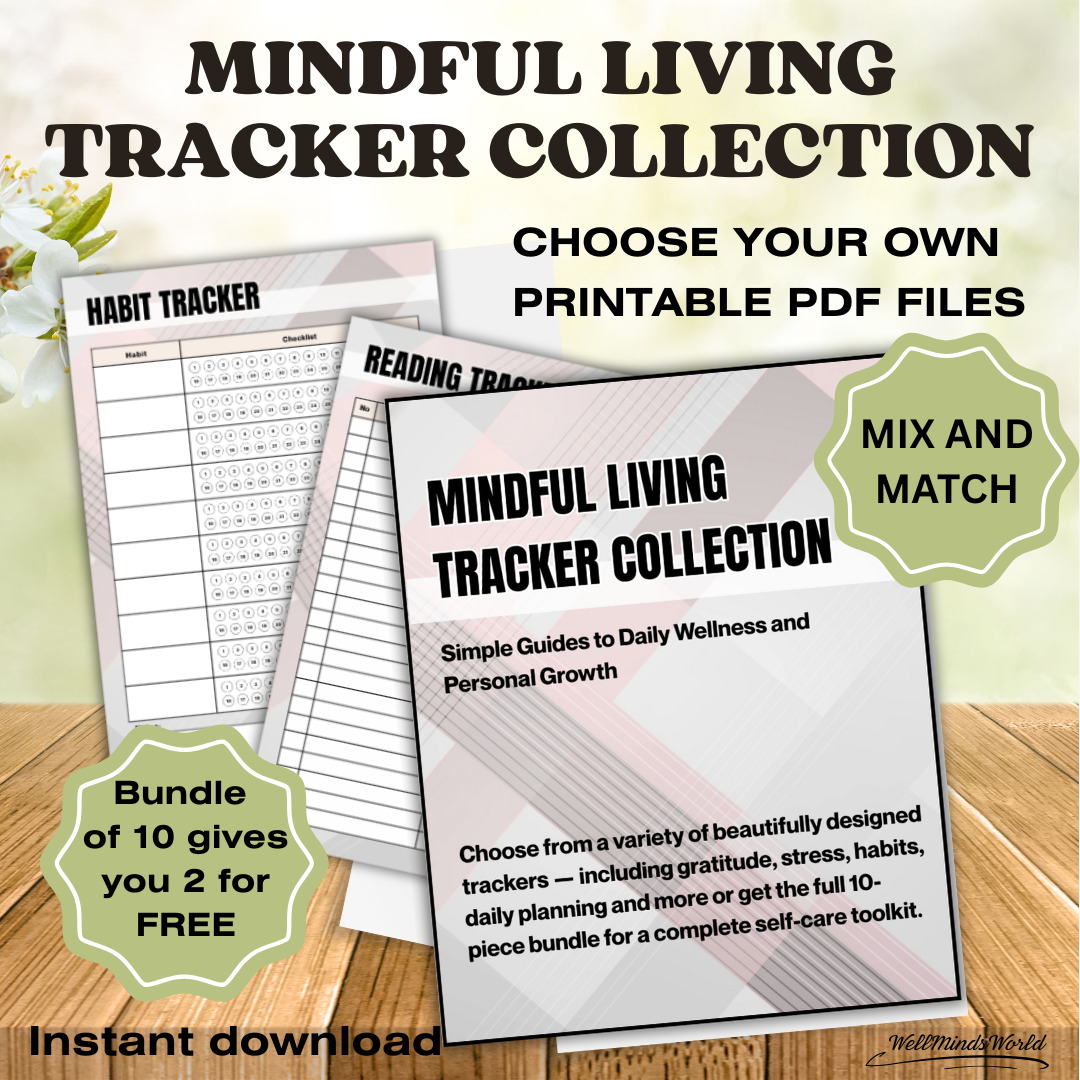 Personal growth planner with trackers for goals, meditation, habits, and gratitude