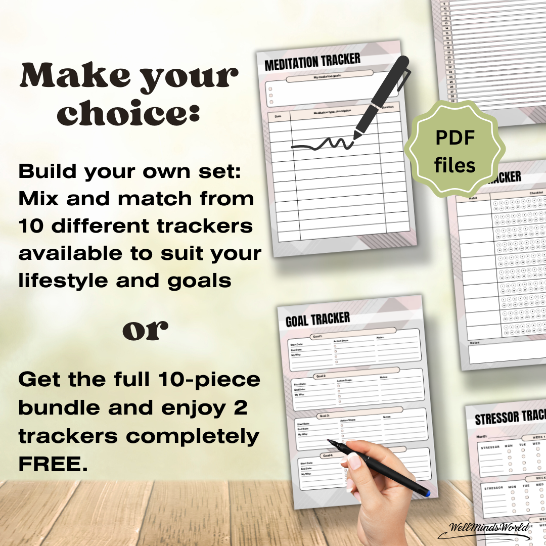 Organized digital tracker collection for building healthy routines and improving focus
