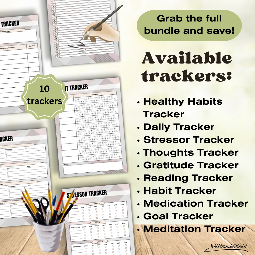 Wellness habit tracker bundle designed to enhance mindfulness and emotional balance