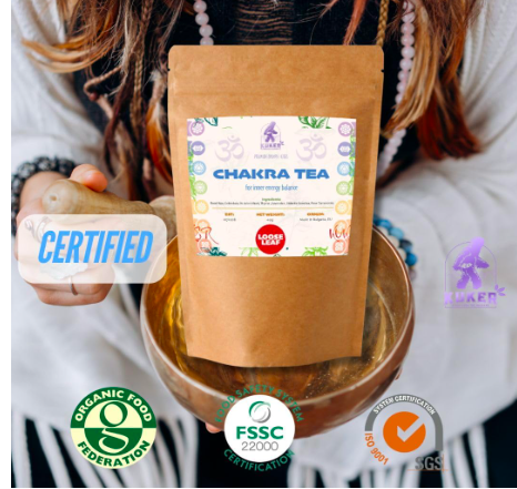 Raise your vibration with this KUKER® Chakra Tea 50g Loose Leaf | Herbal Tea for Chakra Balance | Rose Hips Calendula Thyme Lavender Sideritis Scardica Rosa Damascena