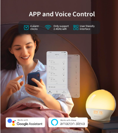 ecozy Sunrise Alarm Clock, White Noise Machine, Sunrise/Sunset Simulation for morning rituals