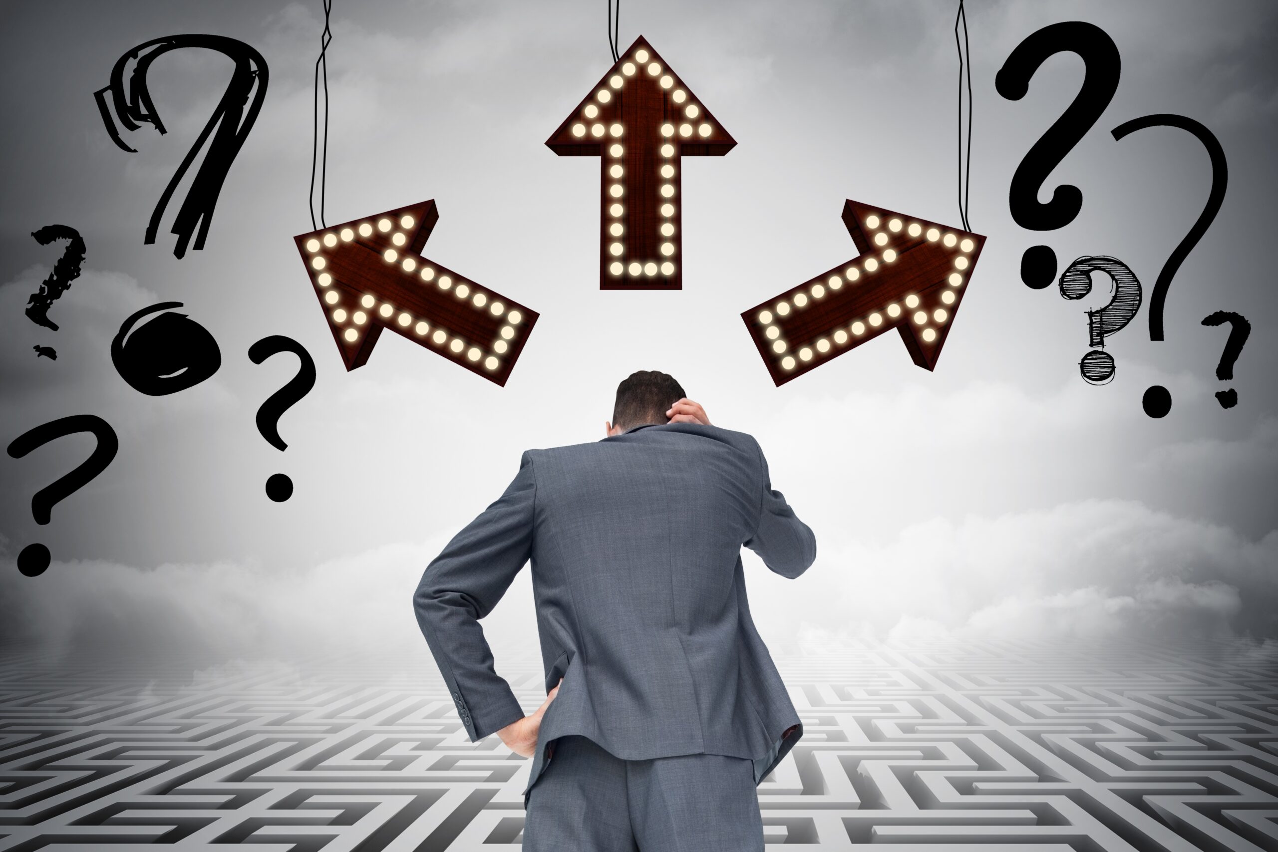 a person trying to juggle between different decisions - representing a decision fatigue