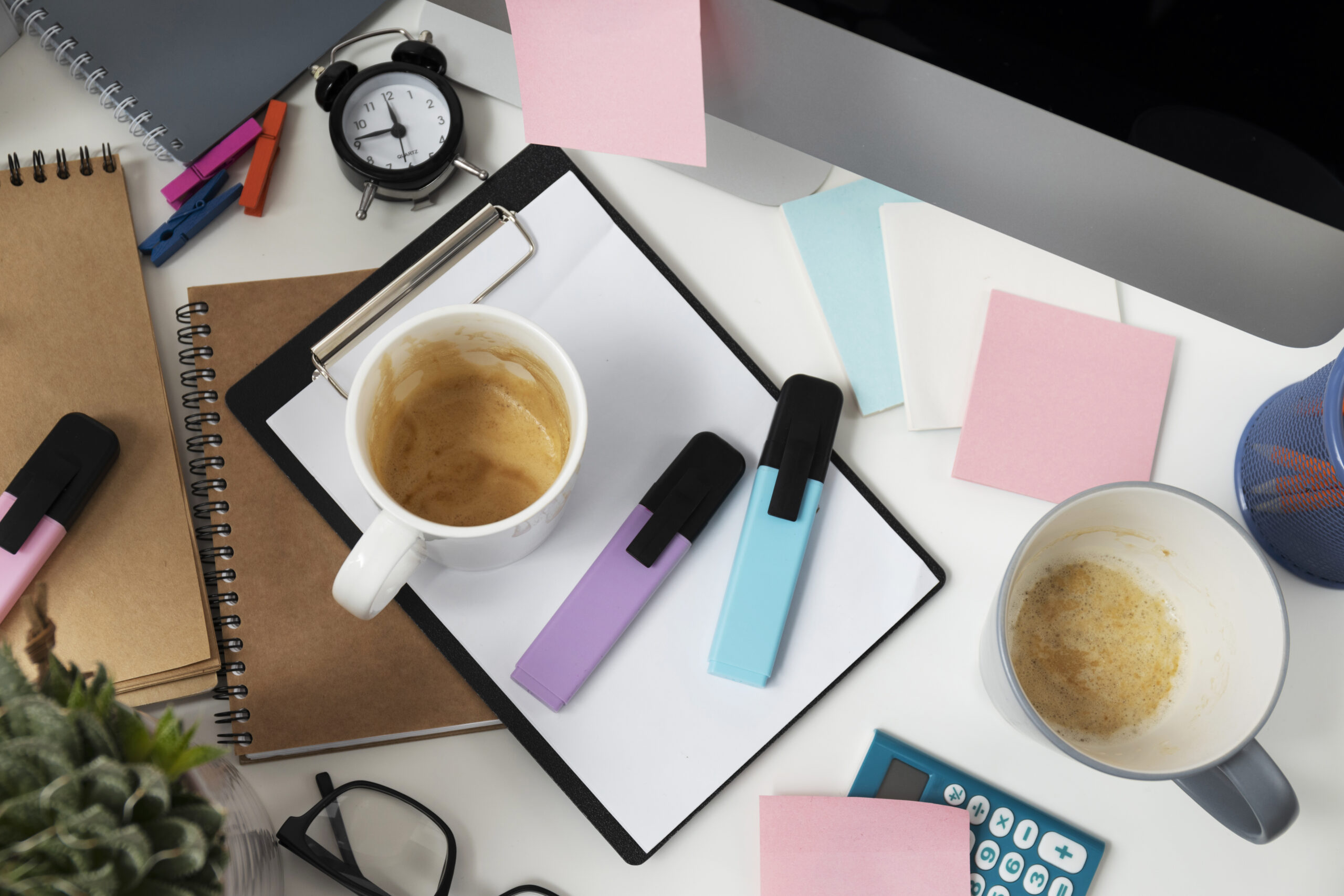 till-life-office-desk-mess showing the need for productivity systems