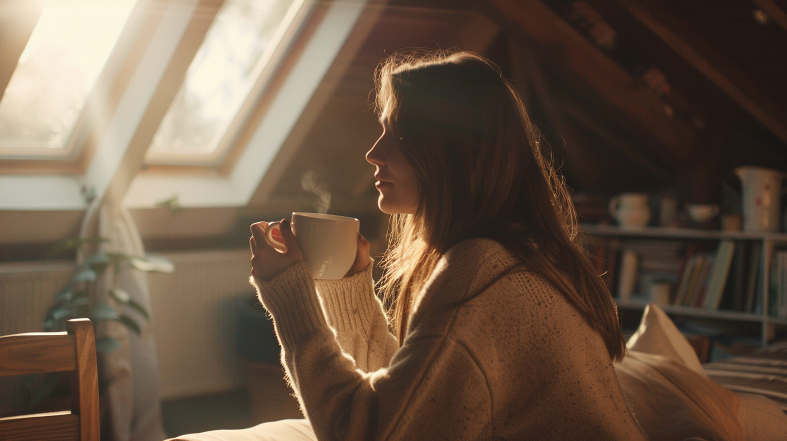 Woman drinking tea and getting ready for clock change