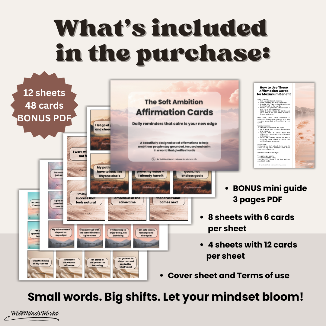 The Soft Ambition Affirmation Cards - 48 Daily Resets for Calm, Focus and Confidence